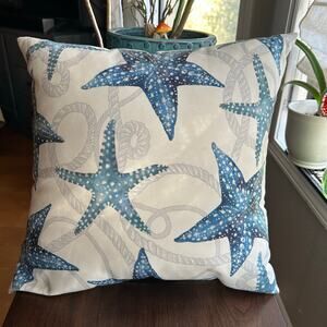 Pottery Barn Catalina Coastal Throw Pillow Blue starfish beach